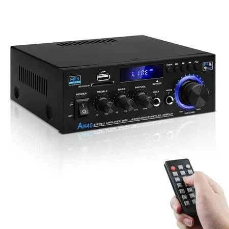 Ak45 Pro Amplifier Home Audio Stereo Receivers, Wireless Bluetooth Stereo Power Amplifier,2.0 Channel HiFi Stereo Amplif