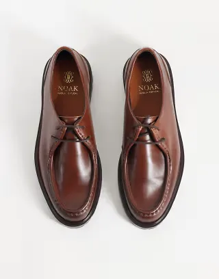 NOAK made in Portugal apron lace up shoes with cleated soles in brown leather