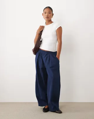 ASOS DESIGN Petite pull on pants in navy