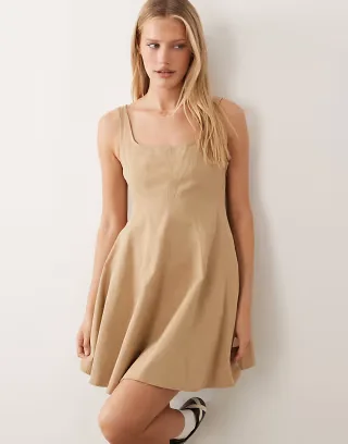 HUGO Blue kademe a-line dress in beige