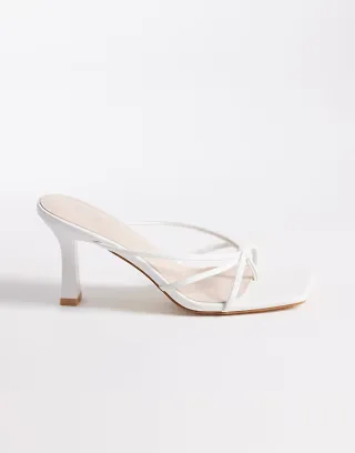 RAID Evena heeled mules in white