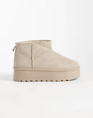 SEQWL mini flatform boots in mushroom