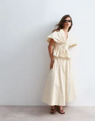 ARRANGE premium cotton maxi skirt in stone - part of a set