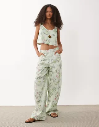ASOS DESIGN barrel pants in floral print