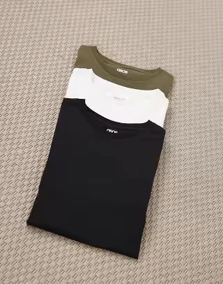 ASOS DESIGN essentials 3 pack muscle fit T-shirts in multi