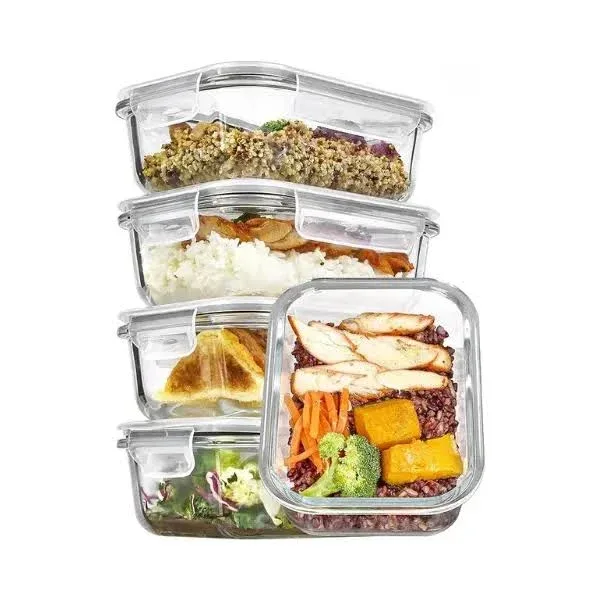 Glass Food Storage Containers 5 Pack 22oz with Lids Meal Prep Containers for Microwave Oven Freezer Dishwasher Kitchen S