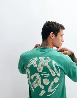 ASOS DESIGN relaxed T-shirt with paraiso bubble graphic in green