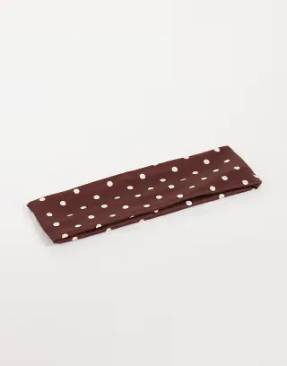 DesignB London polka dot stretched headband in brown and white