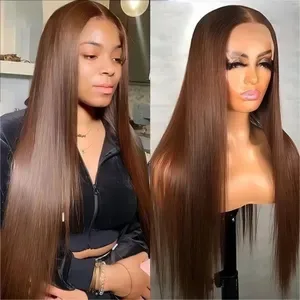 Bone 360 Full Lace Wig - 30-40 Inch Long Straight Human Hair Wigs - Chocolate Brown 13x4 & 13x6 HD Transparent Lace Fron