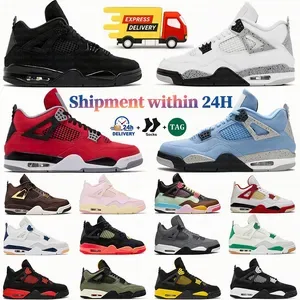 With Box 4 basketball shoes 4s Military Black Cat Bred White Cement Yellow Thunder Bin 23 Cool Grey Uni