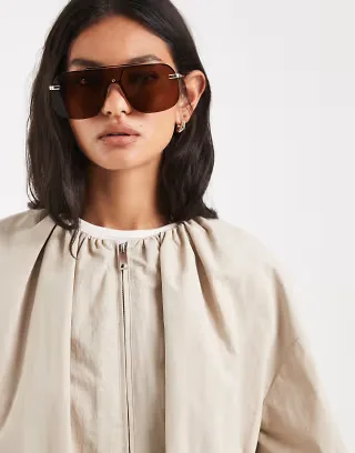 ASOS DESIGN cropped bubble hem nylon bomber jacket in oatmeal