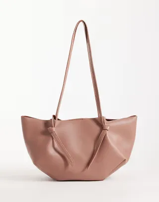ASOS DESIGN mini scoop pinched tote in dusky pink