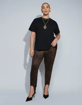 ASOS DESIGN Curve Tailored stirrup detail leggings in leopard print