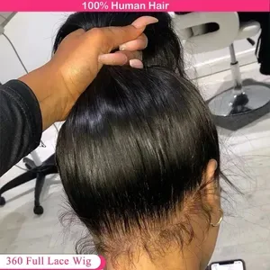 HD 360 Full Lace Wig Human Hair Pre plucked Hd Transparent Lace Human Hair Wigs 36 inch High Density Bone Straight Lace