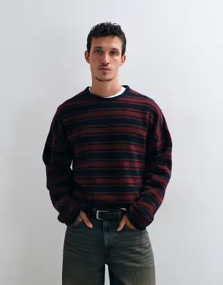Weekday boxy fit sweater in navy and red stripes
