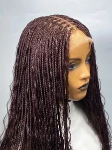 Black Boho Braided Wig HD Lace Full Lace Wigs Cornrow Wig Updo Braided Wig Braided Twist Lace Front Wig Ready To Wear Gl