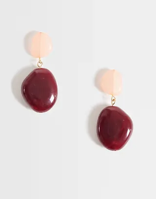 Accessorize contrast resin drop earrings in dark pinks