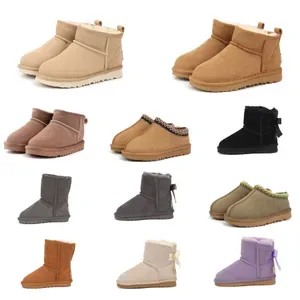 Kids Winter Snow Boots, Plush Lined Suede Ankle Boots for Boys and Girls, Toddler to Youth Outdoor Shoes in Grey and Mar