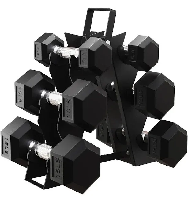 BalanceFrom Fitness Signature Alloy Steel Rubber Encased Hex Dumbbell Set
