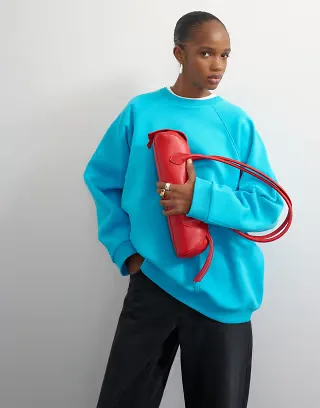 Topshop batwing skater sweat in turquoise