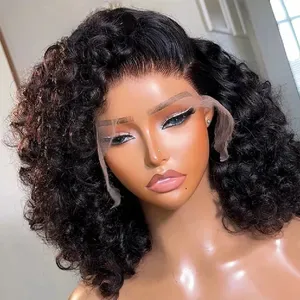 Black Bob Lace Front Wigs - Glueless 13x4 HD Lace Closure - 250% Density Short Loose & Body Wave Human Hair Wigs - Wear