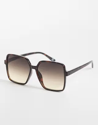 ASOS DESIGN 70s square sunglasses in dark tort