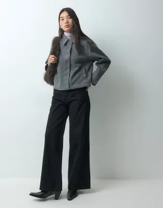 JJXX wool look short jacket in gray