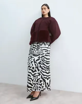ARRANGE sequin embellished maxi skirt in mono animal print