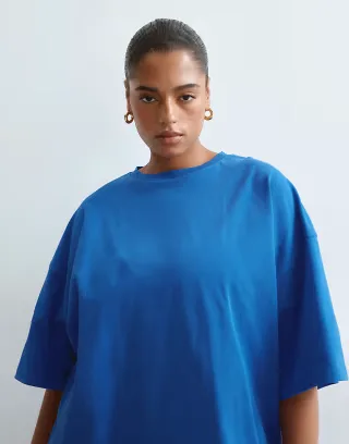ARRANGE Curve oversized premium heavyweight t-shirt in blue
