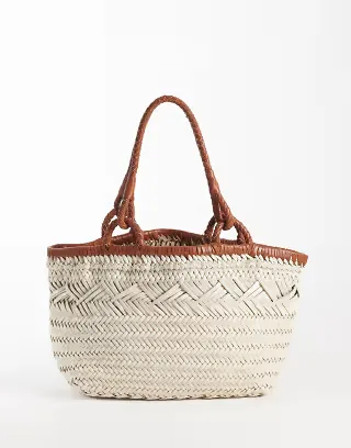 ASOS DESIGN leather weave tote bag in white