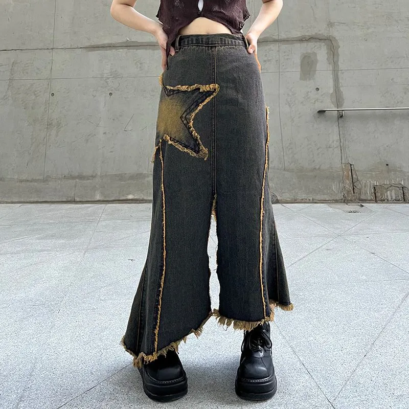 DENIM MERMAID MIDI SKIRT