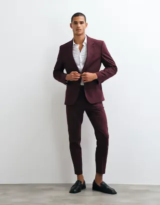 ASOS DESIGN tapered suit set in burgundy