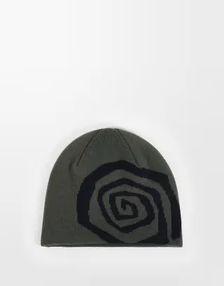 Weekday beanie with wave jacquard graphic in dark brown