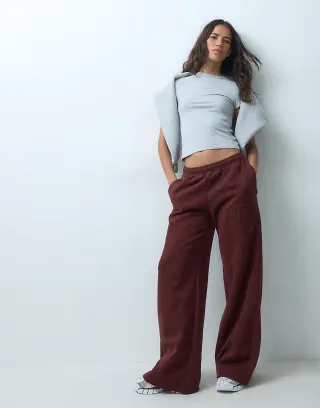 Nike Studio wide leg logo sweatpants in burgundy