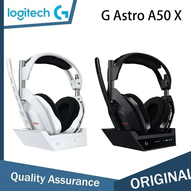 Logitech G A50 X LIGHTSPEED Bluetooth Wireless Dual-Mode Headset with Mic + Base (Black) for