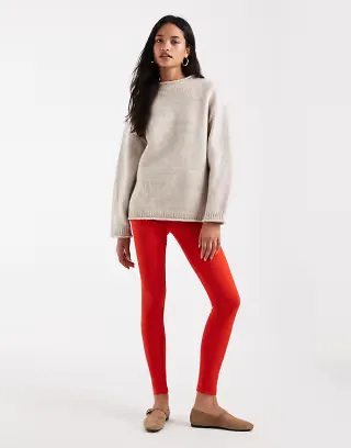 ASOS DESIGN interlock leggings in red