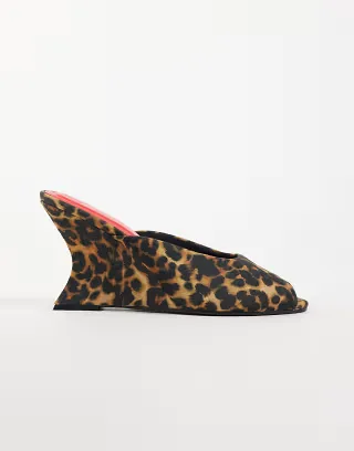 ASOS DESIGN Navigate peep toe wedges in leopard