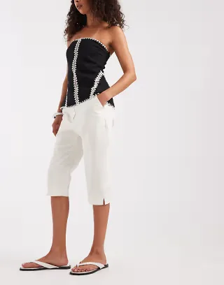 ASOS DESIGN tailored capri pants in cream