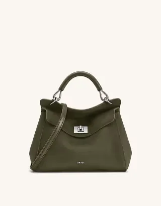 JW PEI Lucia top handle purse in dark olive faux suede
