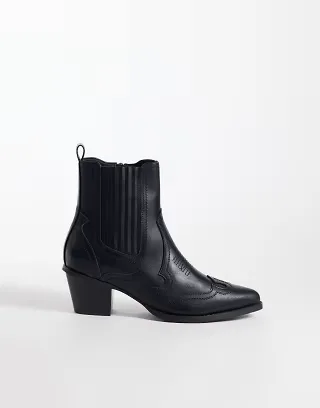 ASOS DESIGN western Chelsea boots with cuban heel in black