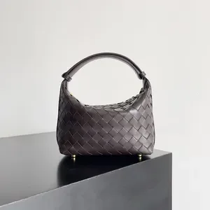 Jodie Mini Tote Bag - Soft Calfskin Underarm Hobo with Intrecciato Craftsmanship - Designer Knitted Lunch Box Purse by W