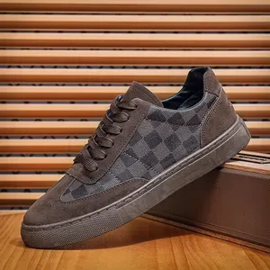 226 Luxury Premium Mens Plaid Skate Shoes - Low Top Lace-Up Casual Sneakers - Versatile European Board Shoes