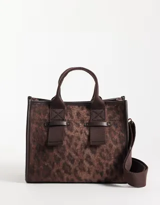 Accessorize grab tote bag in leopard print