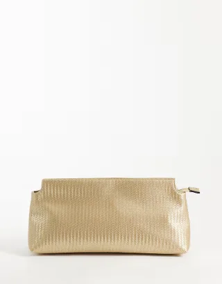 ASOS DESIGN oversized clutch in gold weave