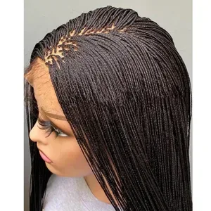 Designer Human Hair Wig Micro Braided On 13X4 HD Lace Frontal Customizable Tiny Wig For Black Women Glueless Braid Lace