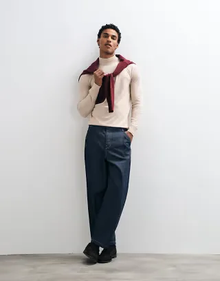 Brave Soul soft touch turtleneck sweater in beige