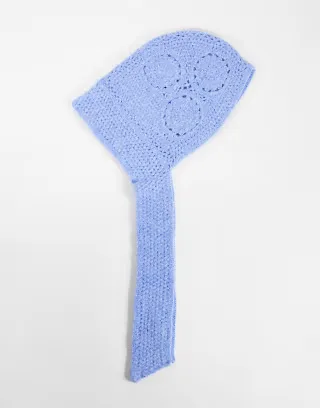 ASOS DESIGN hand crochet bonnet in blue