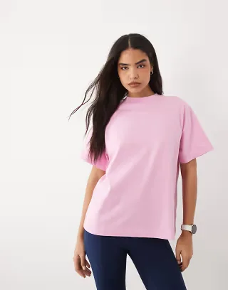 4505 Icon heavyweight cotton oversized T-shirt with quick dry finish in washed bubblegum