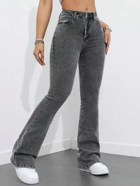 Women's Plain And Basic Everyday Flare Jeans