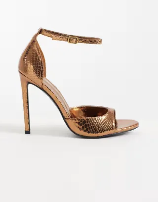 Public Desire Gilded heeled sandals in pewter